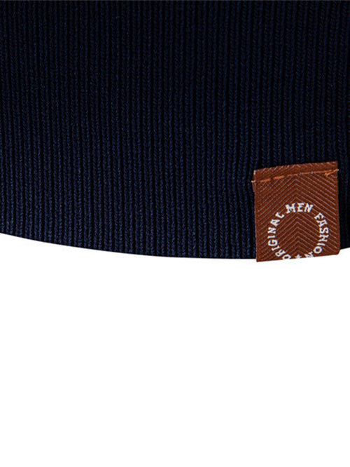 Long Sleeved Knitted Stripe Jacquard Polo Shirt & Slim Fit Tapered Trousers