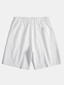 Geometric Striped Jacquard Button Up Shirt & Crinkled Textured Drawstring Shorts