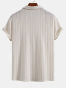 Texture Jacquard Cuban Shirt & Wrinkle Textured Straight Leg Pants