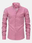 Long Sleeve Stripe Button Up Shirt & Slim Fit Tapered Trousers