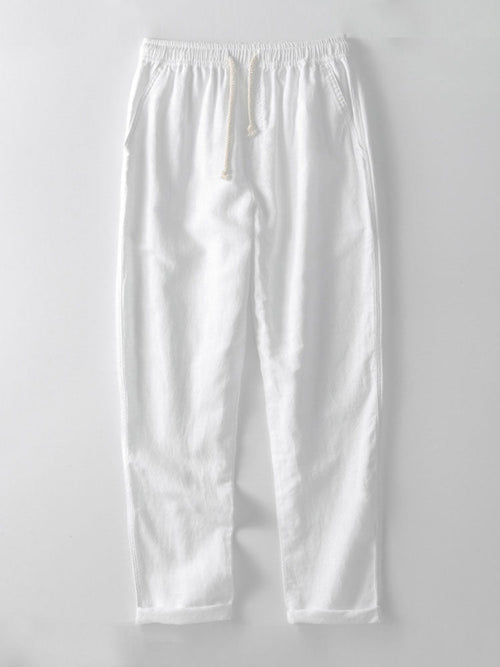 Crochet  V Neck Polo Shirt & Straight Leg Linen Pants