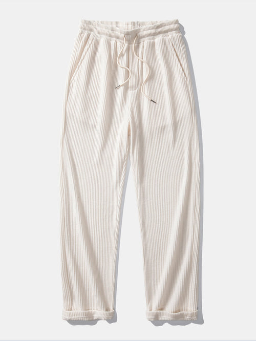 Long Sleeved Knitted Waffle Polo Shirt & Drawstring Knitted Waffle Pants