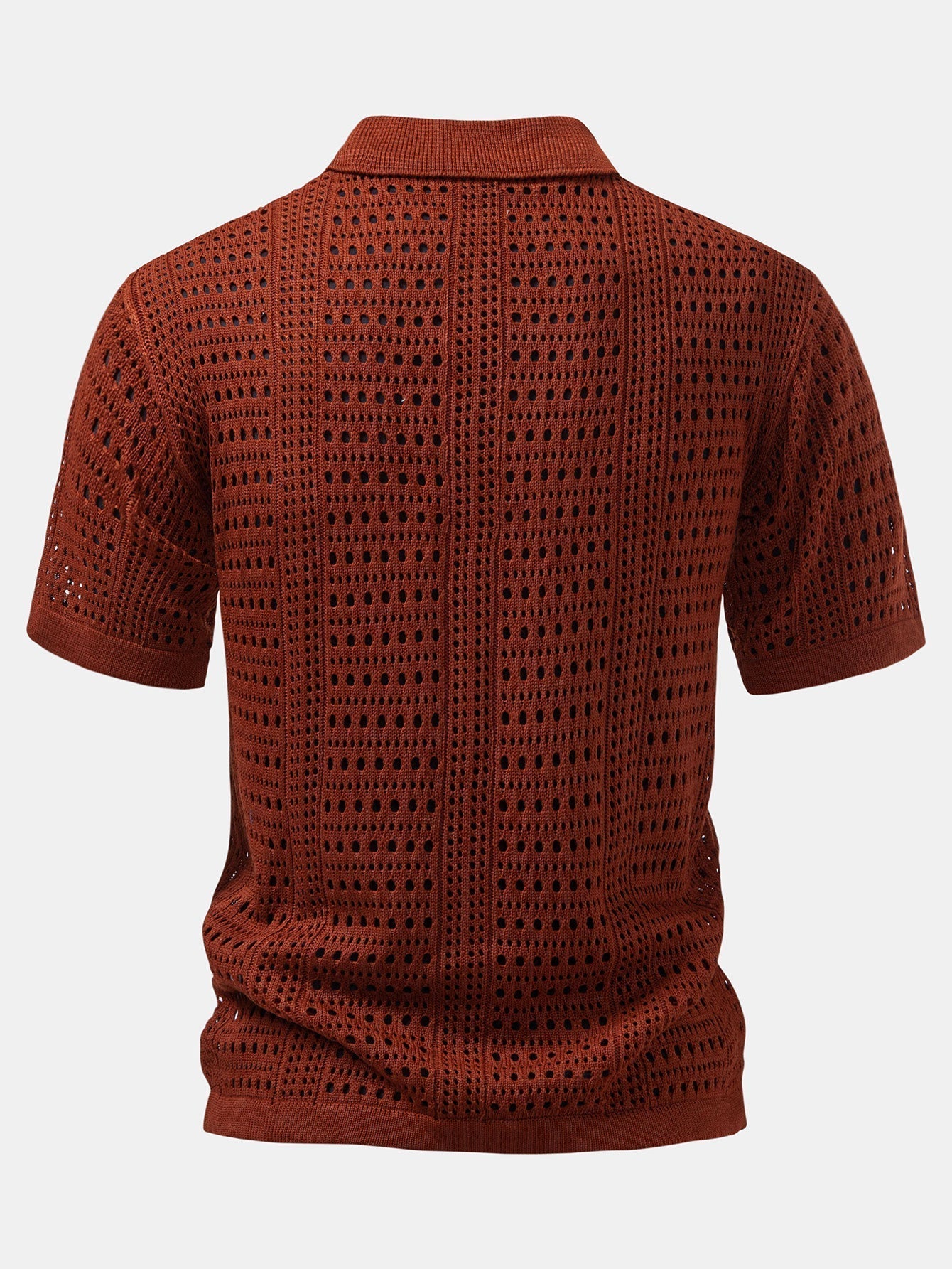 Crochet  V Neck Polo Shirt & Straight Leg Linen Pants