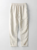 Crochet  V Neck Polo Shirt & Straight Leg Linen Pants
