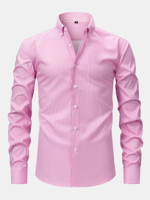 Long Sleeve Stripe Button Up Shirt & Slim Fit Tapered Trousers