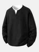 Relax Fit Long Sleeve 2 In 1 Waffle T-Shirt & Single Pleat Drawstring Straight Leg Pants