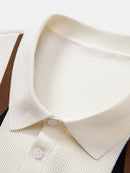 Stripe Geometric Jacquard Knitted Polo Shirt & Slim Fit Tapered Trousers