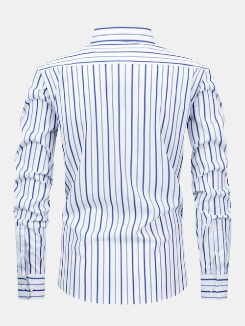 Long Sleeve Stripe Button Up Shirt & Slim Fit Tapered Trousers