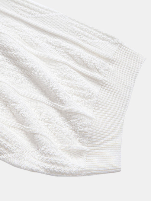 Geometric Jacquard Knitted Polo Shirt & Slim Fit Tapered Trousers