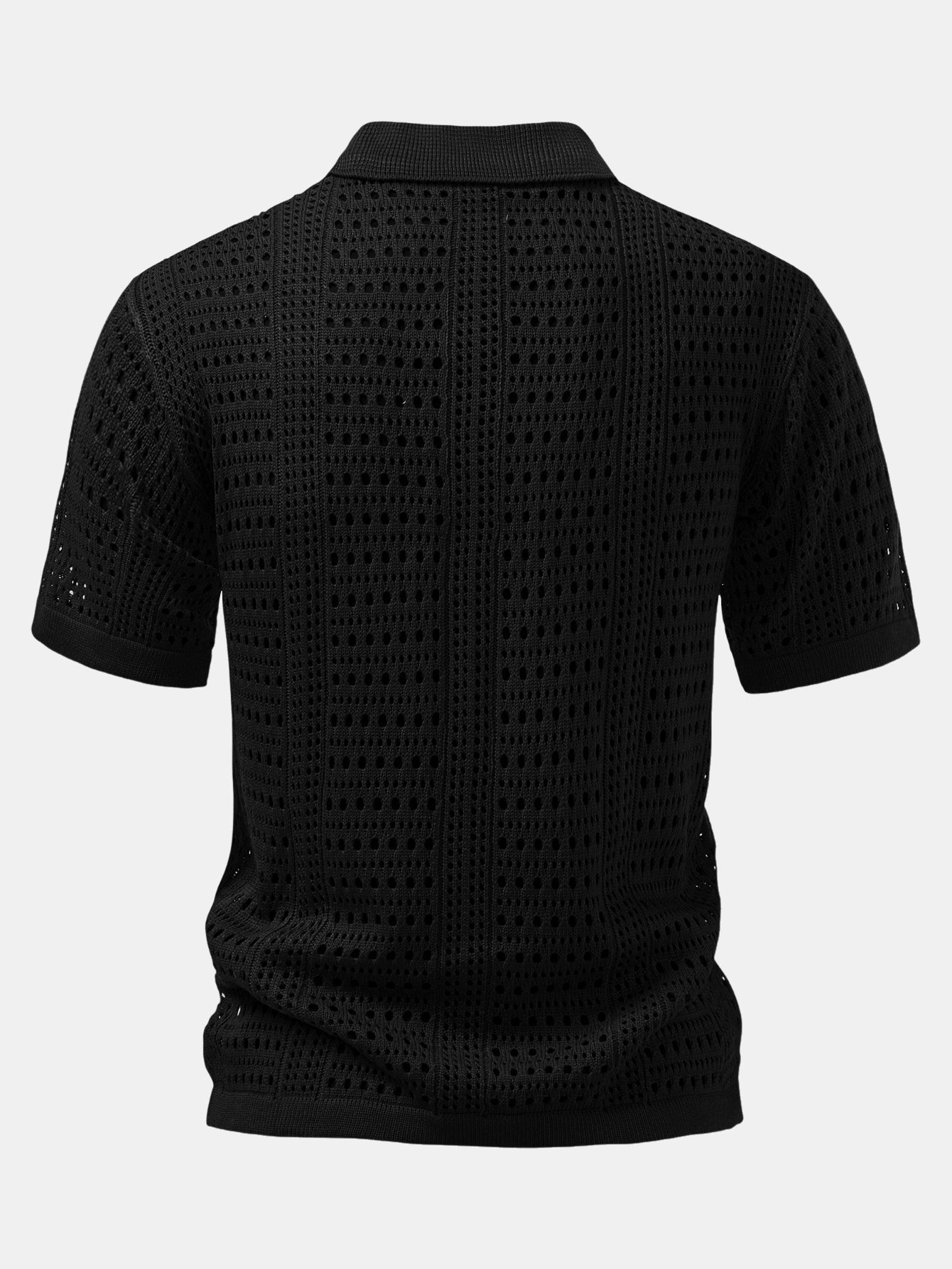 Crochet  V Neck Polo Shirt & Straight Leg Linen Pants