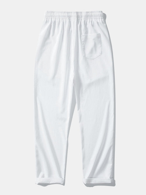 Texture Jacquard Cuban Shirt & Wrinkle Textured Straight Leg Pants