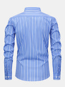 Long Sleeve Stripe Button Up Shirt & Slim Fit Tapered Trousers