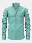 Long Sleeve Stripe Button Up Shirt & Slim Fit Tapered Trousers