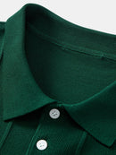 Stripe Jacquard Knit Polo Shirt & Straight Leg Ribbed Pants