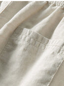 Cotton Blend Striped Button Up Shirt & Straight Leg Linen Pants