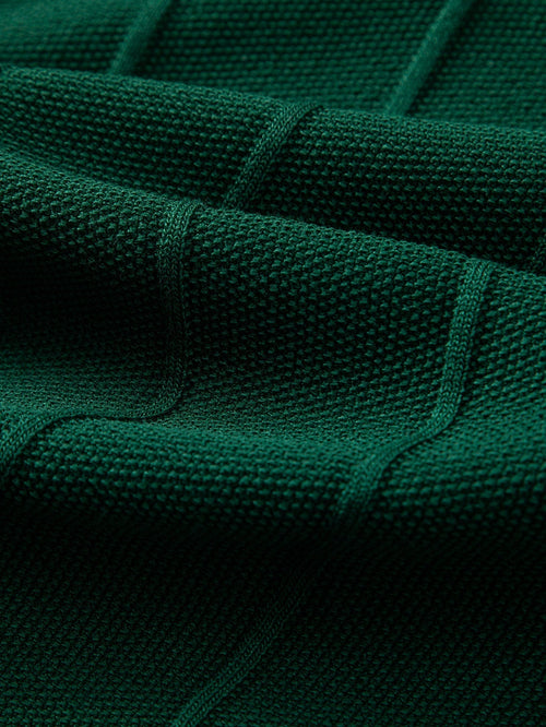 Stripe Jacquard Knit Polo Shirt & Straight Leg Ribbed Pants