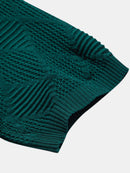 Rhombus Textured Zip Up Knitted Polo Shirt & Slim Fit Tapered Trousers