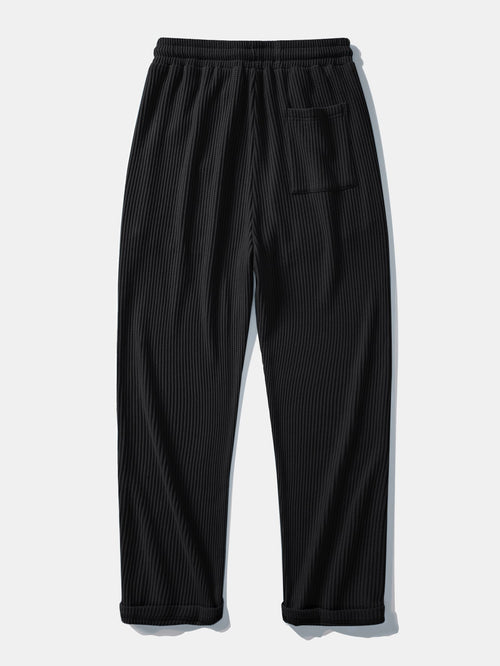 Long Sleeve Waffle Mock Neck T-Shirt & Drawstring Knitted Waffle Pants