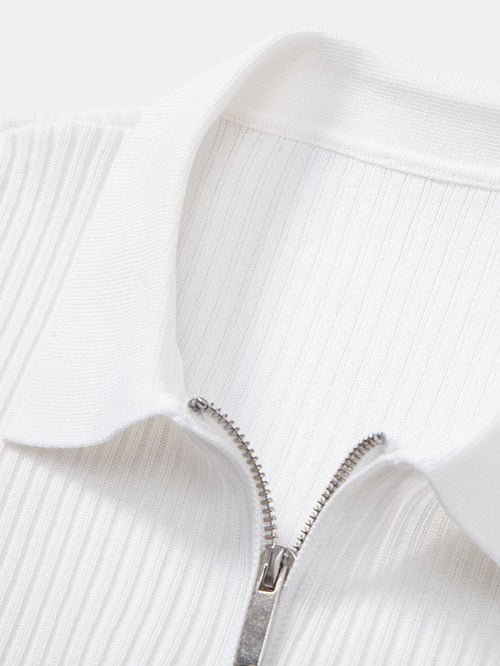 Striped Gradient Knitted Polo Shirt & Slim Fit Tapered Trousers