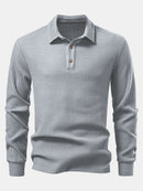 Long Sleeved Knitted Waffle Polo Shirt & Drawstring Knitted Waffle Pants