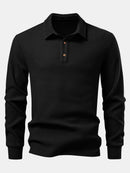 Long Sleeved Knitted Waffle Polo Shirt & Drawstring Knitted Waffle Pants