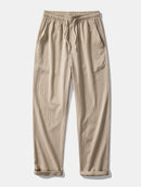 Geometric Striped Jacquard Button Up Shirt & Crinkle Textured Straight Leg Pants