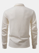 Long Sleeved Knitted Waffle Polo Shirt & Drawstring Knitted Waffle Pants