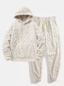 Geometric Jacquard Teddy Hoodie & Jogging Pants