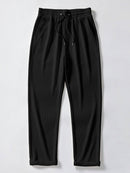 Texture Contrast Knitted V Neck Polo Shirt & Straight Leg Ribbed Pants