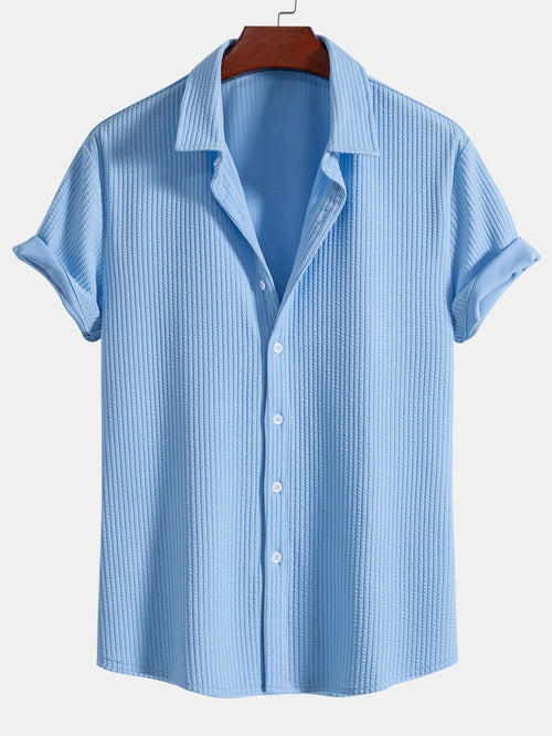 Muscle Fit Ribbed Button Up Shirt & Straight Leg Ribbed Pants