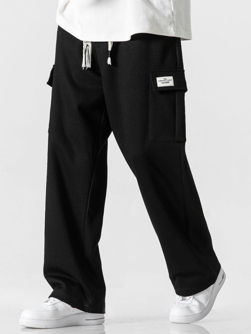 Relax Fit Long Sleeve 2 In 1 Waffle T-Shirt & Relax Fit Straight Leg Jersey Cargo Pants